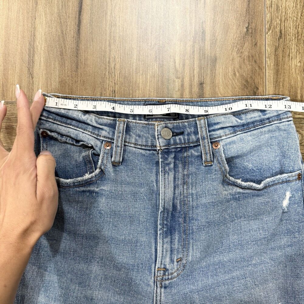 Abercrombie & Fitch Blue Distressed High Straight Leg Jeans Women Size 4 EUR 27 - Picture 5 of 7